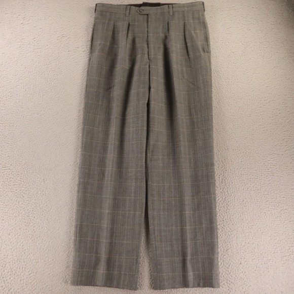The Unbranded Brand Other - VTG Prince of Wales Check Pants Mens 34x30 Gray 100% Wool Glen Plaid Pleated